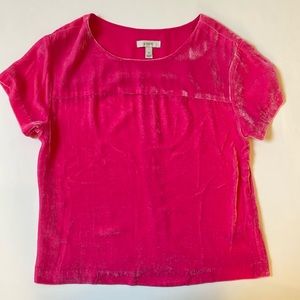 J. Crew Velvet Short Sleeve Blouse NWOT